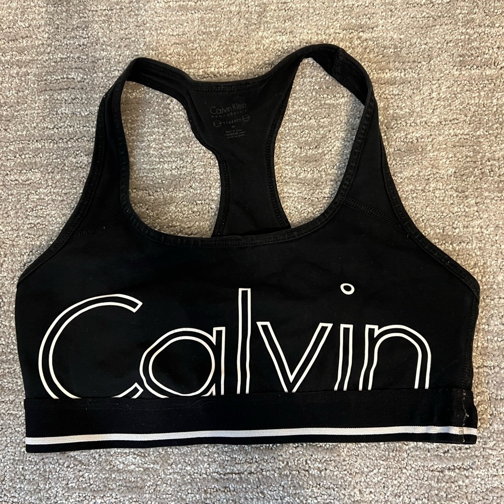 Calvin Klein Black Sports Bra with White Accents